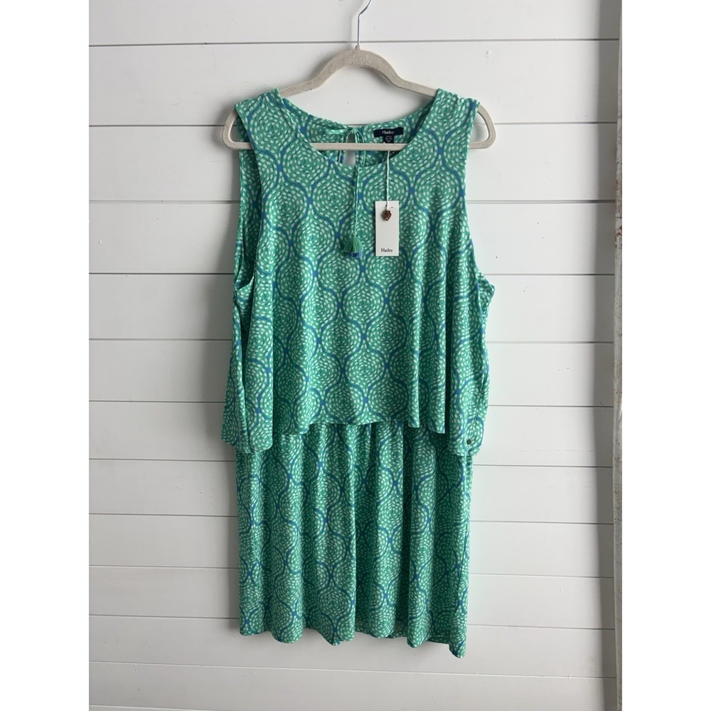 Hatley Dress‎ Size XL Green Blue Knee Length Sleeveless NWT 0653